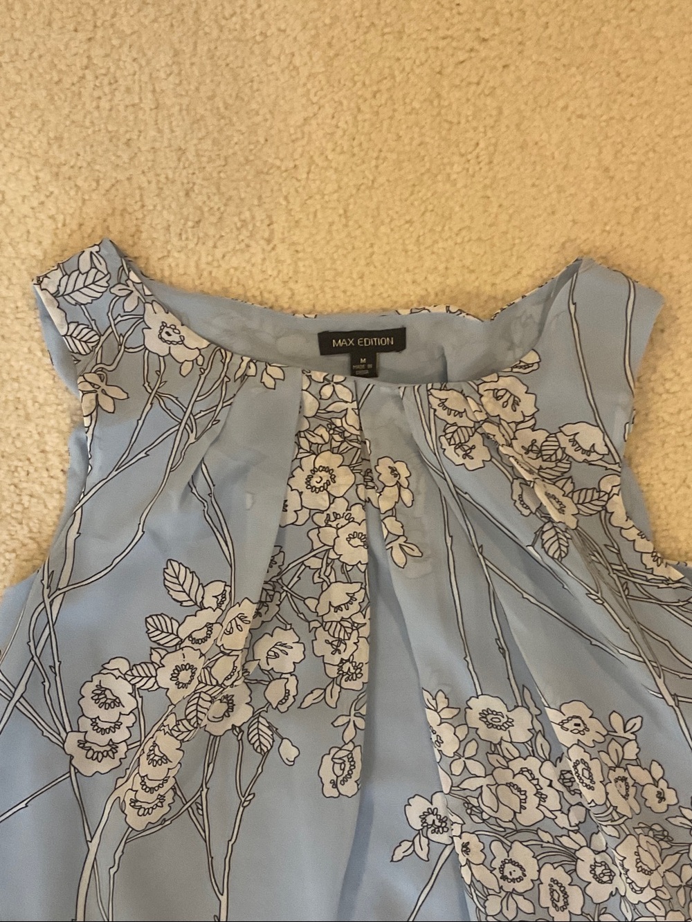 Max Edition Pale Blue Floral Pleated Camisole